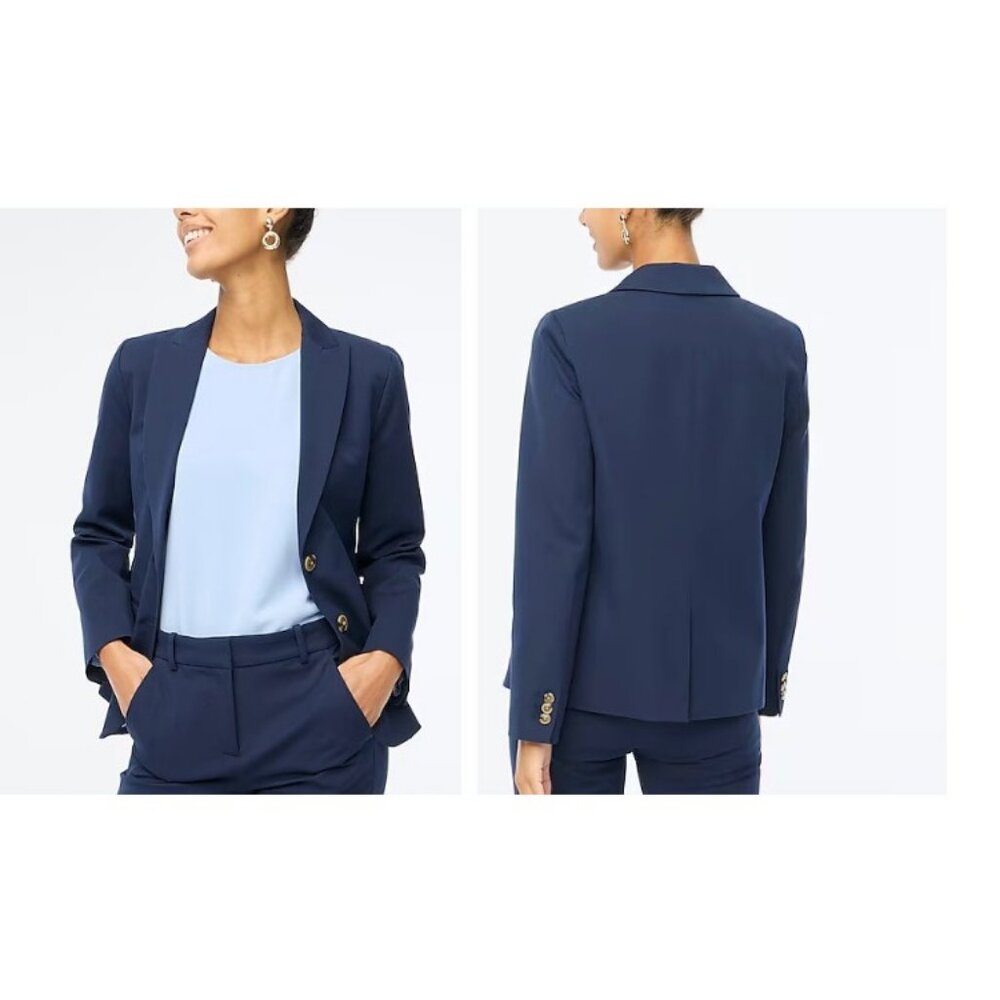 J.Crew $198 Womens Petite Two Button Blazer Navy Size 2P BP097 - Picture 2 of 9